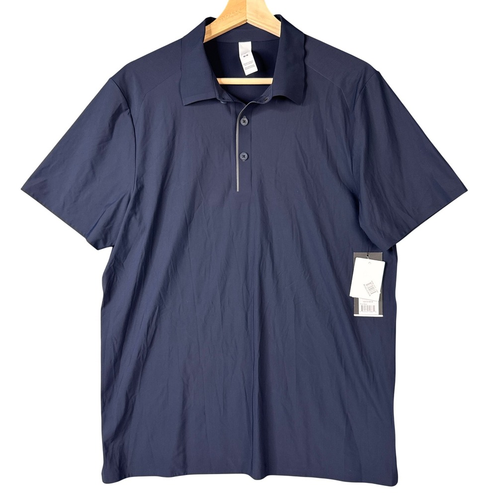 Rhone Approach Tech Polo True Navy Blue Performance Golf Shirt Mens Medium NEW